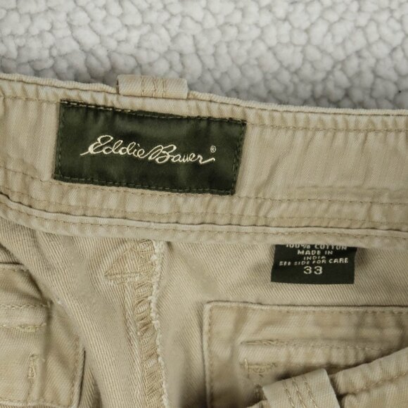 Eddie Bauer Shorts Mens 33 Beige Brown Heavyweight Outdoor Draw String Retro - Picture 9 of 9